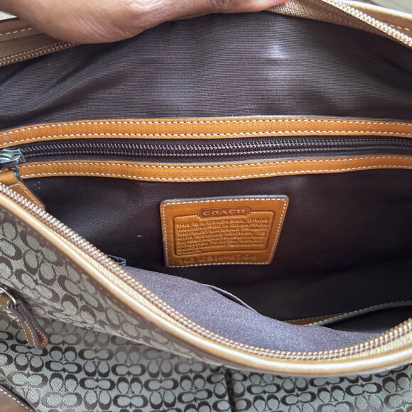 Authentic Coach Brown/Tan Canvas Diaper Bag with Changing Pad - Picture 3 of 5